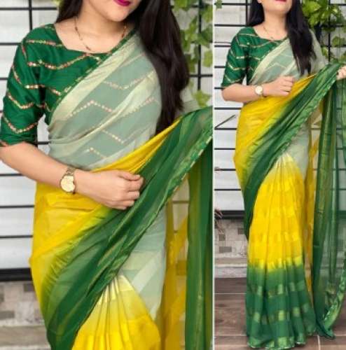 Shaded Color Georgette Fancy Saree  by Sahjanand Creation
