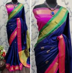 Stylish Plain Cotton Silk Saree by Sahjanand 