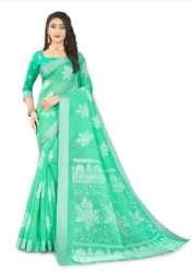 Ladies Cotton Silver Print Saree by Vipra Designer
