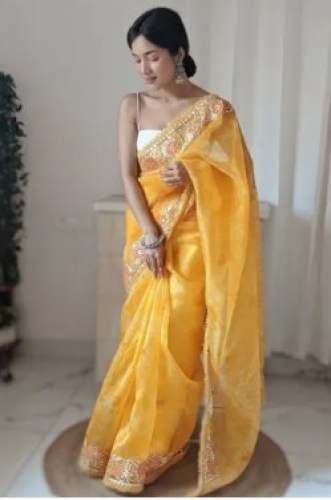 Organza Saree With Beautiful Border 