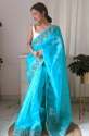 Organza Saree With Beautiful Border  thumb 2