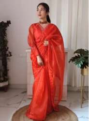 Plain Organza Silk Saree