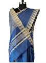 beautiful-blue-linen-plain-saree