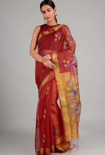 Pure Jamdani Muslin Silk Handloom Saree  by Bunkaartextiles Private Limited