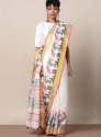 white-jacquard-linen-saree