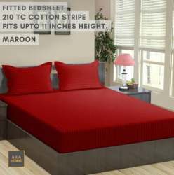 Red Cotton Fitted Bed Sheet