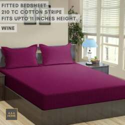 Wine Cotton Fitted Bed Sheet
