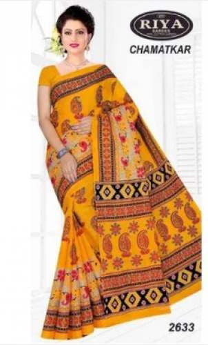 Chamtkar Cotton Printed Yellow Saree by M s Riya Handloom
