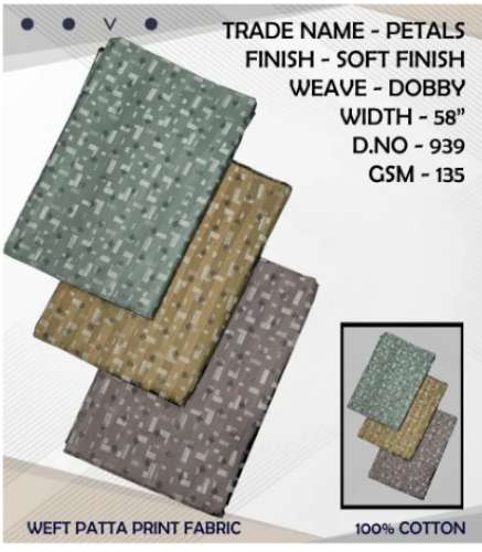 Weft Patta print  cotton Shirting Fabrics
