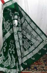 Dark Green Silk Hand Kantha Stitch Saree 