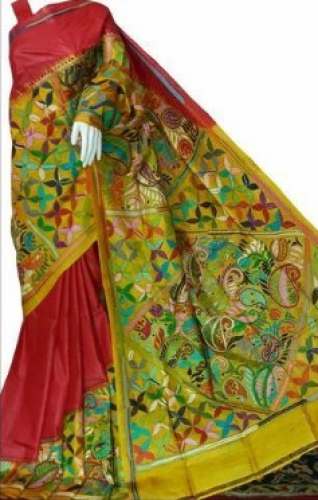 Elegant Tussar Sikh Kantha Saree  by Barsha Silpayan