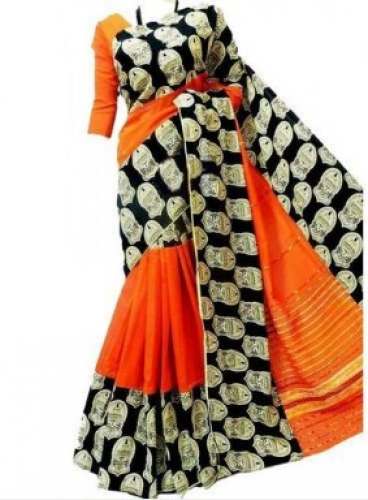 Trendy Kalamkari Border Khesh Gujari Saree by Bengal Art Work