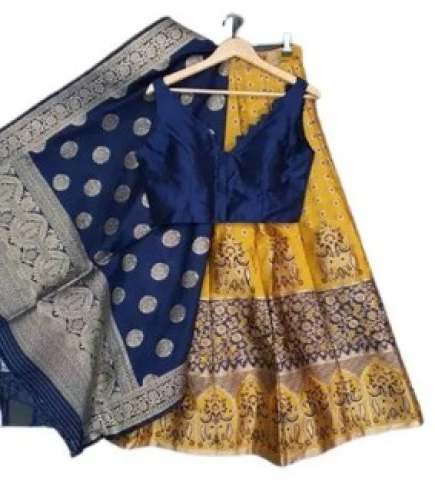 Semi Stitched Banarasi Silk Lehenga Choli  by Durga Nx