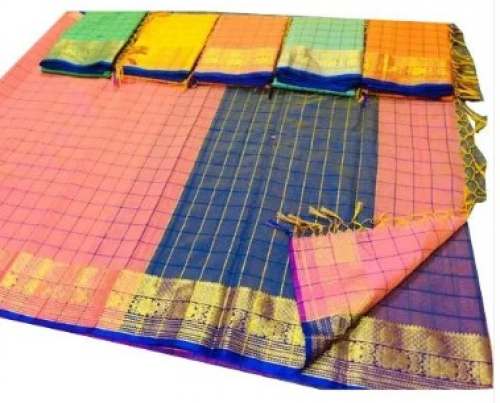 Small Checks Cotton Silk Saree 