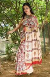 Trendy Hand Block Printed Saree