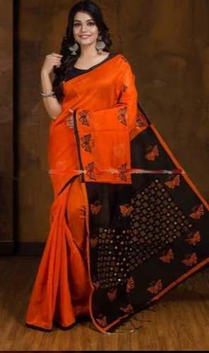 Festive Wear Silk Cut Work Saree  by Happy Creation