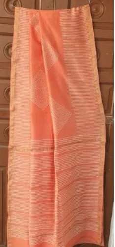 Pretty Peach Chanderi Silk Saree by Indigo Handicraft