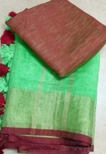 Plain Pure Linen Saree 