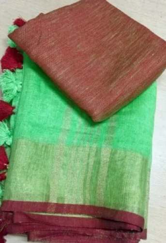 Plain Pure Linen Saree  by Safia Silk Industries