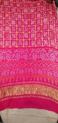 Ladies Pink Gajji Silk Gharchola Saree  by Bandhej Ghar