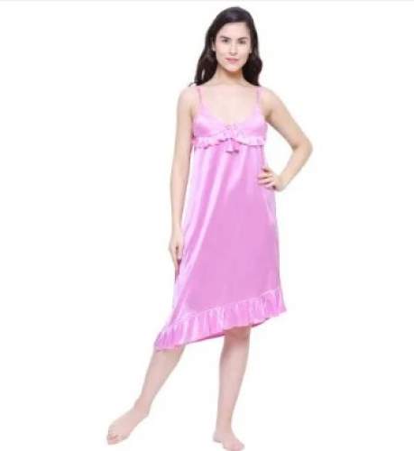 Short Pink Nighty For Women by Urmilamarketing