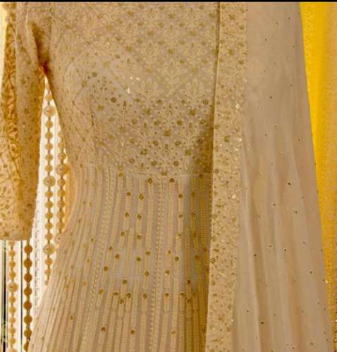 Ivory Anarkali in 60 gms georgette by Punjabi Libas Boutique