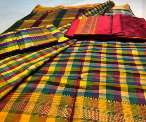 New Fancy Cotton Chex Saree For Women by Shree Saree Mandir