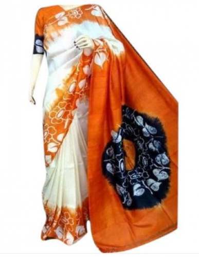Party Wear Orange Cotton Saree  by Menoka Creative Sarees Collection