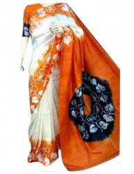 Party Wear Orange Cotton Saree 