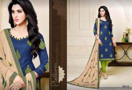 New Blue Printed Unstitch Dress For Women