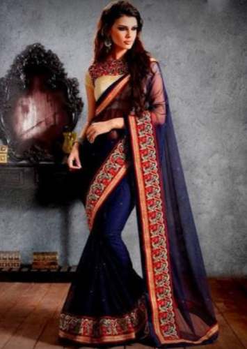 New Navy Blue Saree For Women