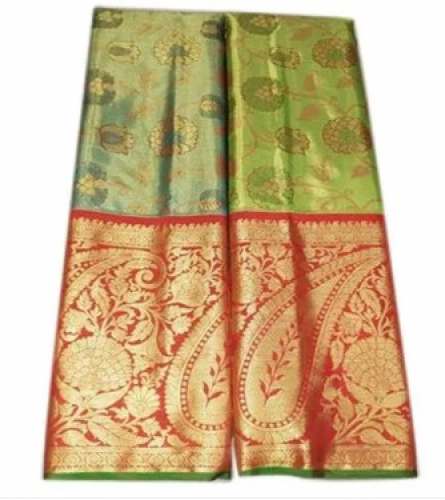 Wedding Wear Pista Kanchipuram Silk Saree by SSP TRADERS