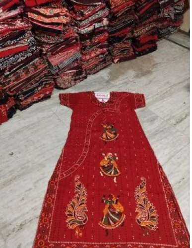 Full Length Cotton Red Nighty  by Erika Fashion