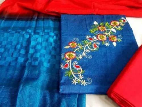 Embroidered Silk Dress Material by Sawri Bawri by Sawri Bawri