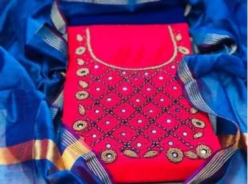 Embroidered Slub Cotton Dress Material by Sawri Bawri