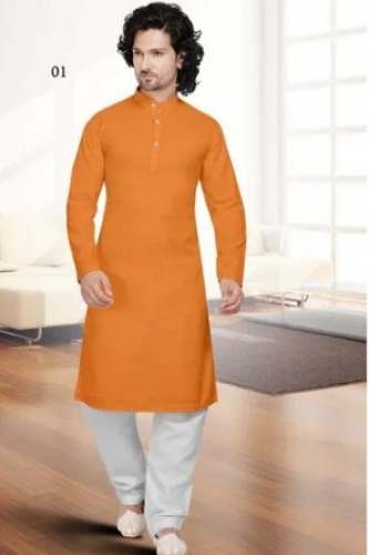 Orange colour cotton kurta For Men  by Jitendra Harshadkumar Co