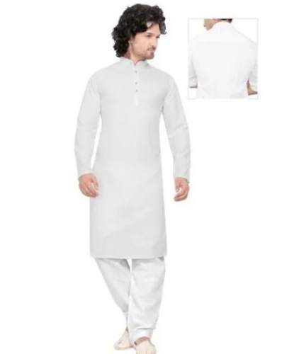 Plain white cotton kurta For Men  by Jitendra Harshadkumar Co