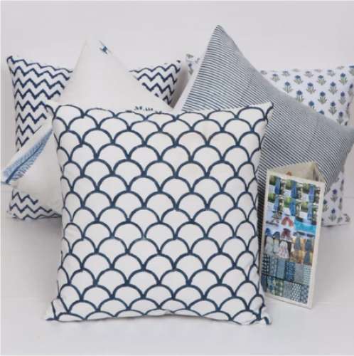 	Flower Print Square Cotton Cushion Cover  by Vandana Textile