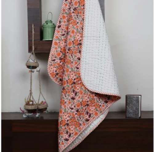 Baby Quilt Set With Hand Kantha Stiched by Vandana Textile