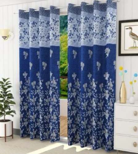 New Collection Blue Floral Jute Curtain by Teg Fabrications