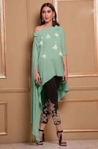 Party Wear IndoWestern Kurti With Pant Set-Laxuria by Dhaga Fashion