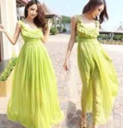 Pretty Pista Green Net Party Wear Dress 