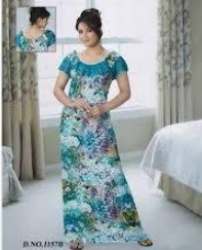 Sky Blue Printed Cotton Nighty 