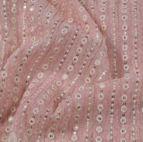 Georgette Thread Mirror Embroidery Fabric by Fab Couture