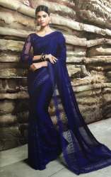 New Collection Blue Net Embroidery Saree