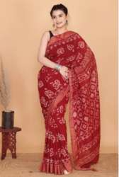Maroon Cotton Linen Saree