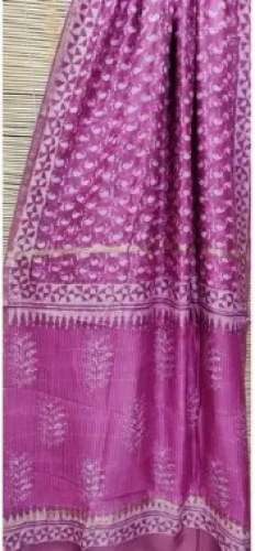 Pretty Pink Dabu Print Chanderi Silk Saree  by Parth Textile