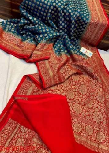 Dyeable Semi Georgette Banarasi Saree  by ABDULLAH CREATION