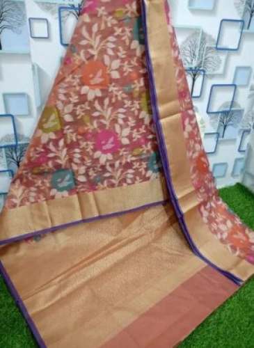 Flowery Design Banarasi Cotton Saree  by Asif Textile