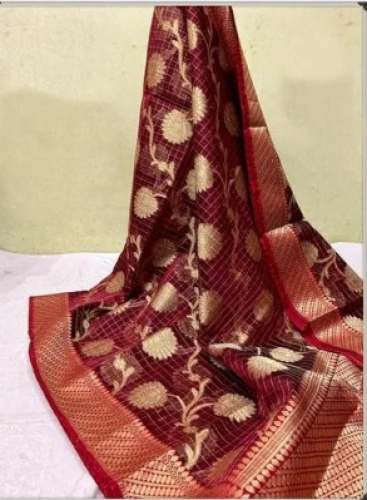 Party Wear Muslin Silk Banarasi Saree by Asif Textile